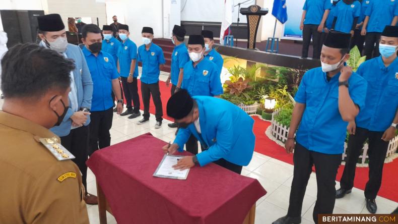 Suasana pelantikan Ketua Dewan Pimpinan Daerah (DPD) Komite Nasional Pemuda Indonesia (KNPI) Kabupaten Dharmasraya. Foto: Ekpo P