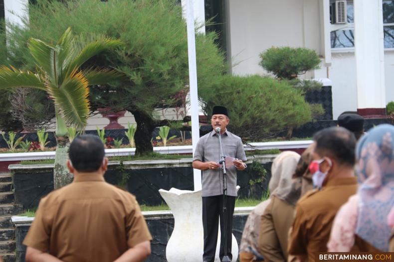 Suasana apel gabungan dipenghujung jabatan, Bupati H. Zuldafri Darma, SH. Foto: Humas Tanah Datar