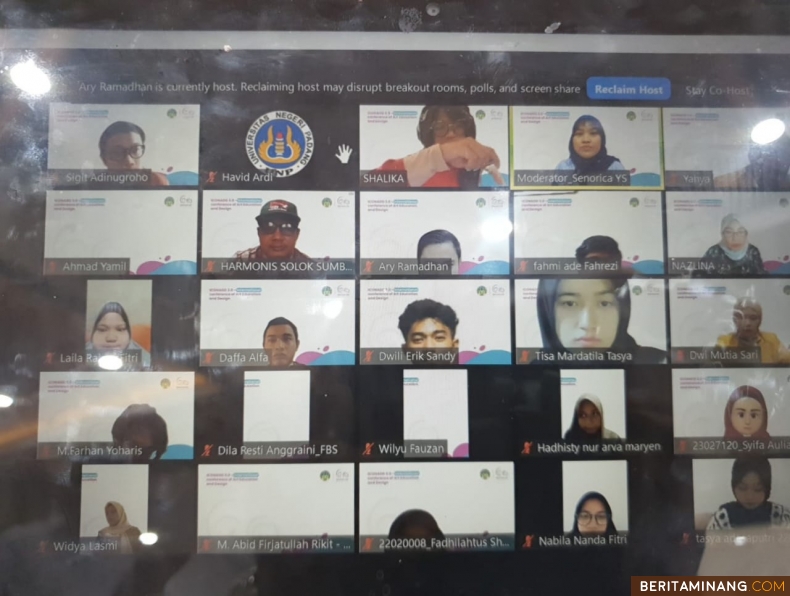 Peseerta Konferensi Internasional ICONADD 2023 Departemen Seni Rupa yang berpartisipasi via online. Foto: Tangkapan layar zoom