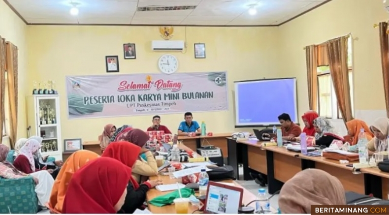 Suasana di UPT Puskesmas Timpeh, Kabupaten Dharmasraya saat menggelar Lokakarya mini bulanan pada Sabtu (7/9/2024). Foto: Kominfo Dharmasraya