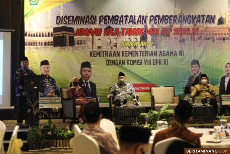 Acara Diseminasi Pembatalan Pemberangkatan Jemaah Haji Tahun 1441 H / 2020 M angkatan ke VI yang digelar Kanwil Kemenag Provinsi Nusa Tenggara Barat, di Lombok. Foto: Kemenag.go.id