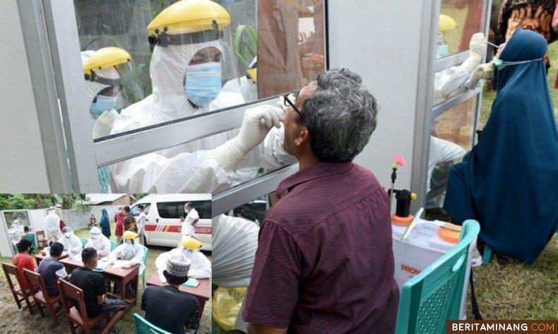 Suasana tes swab bagi guru dan pelajar di Yayasan Cendikia Kota Pariaman. Foto Kominfo Kota Pariaman