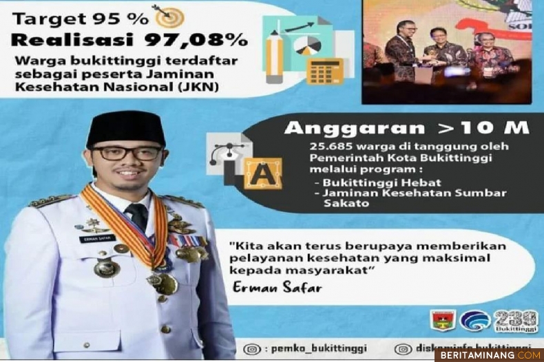 Salah Satu program pemko Bukittinggi melalui program bang Wako peduli memberikan iyuran BPJS bagi warga yang berekomi lemah