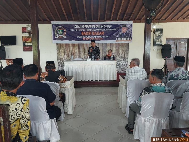 Suasana sosialisasi Peraturan Daerah (Perda) nomor 4 tahun 2023 tentang penanggulangan bencana Sabtu dan Minggu (1/12/2024) di Langkisau Resort Painan Salido, Kecamatan IV Jurai. Foto: Ist.