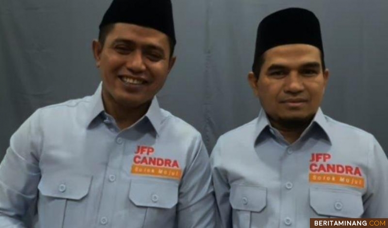 Pasangan calon Jon Firman Pandu-Candra yang untuk sementara unggul di Pilkada 2024 Kabupaten Solok. Foto: Ist.