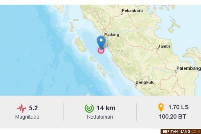 Ilustrasi lokasi gempa. (BMKG)