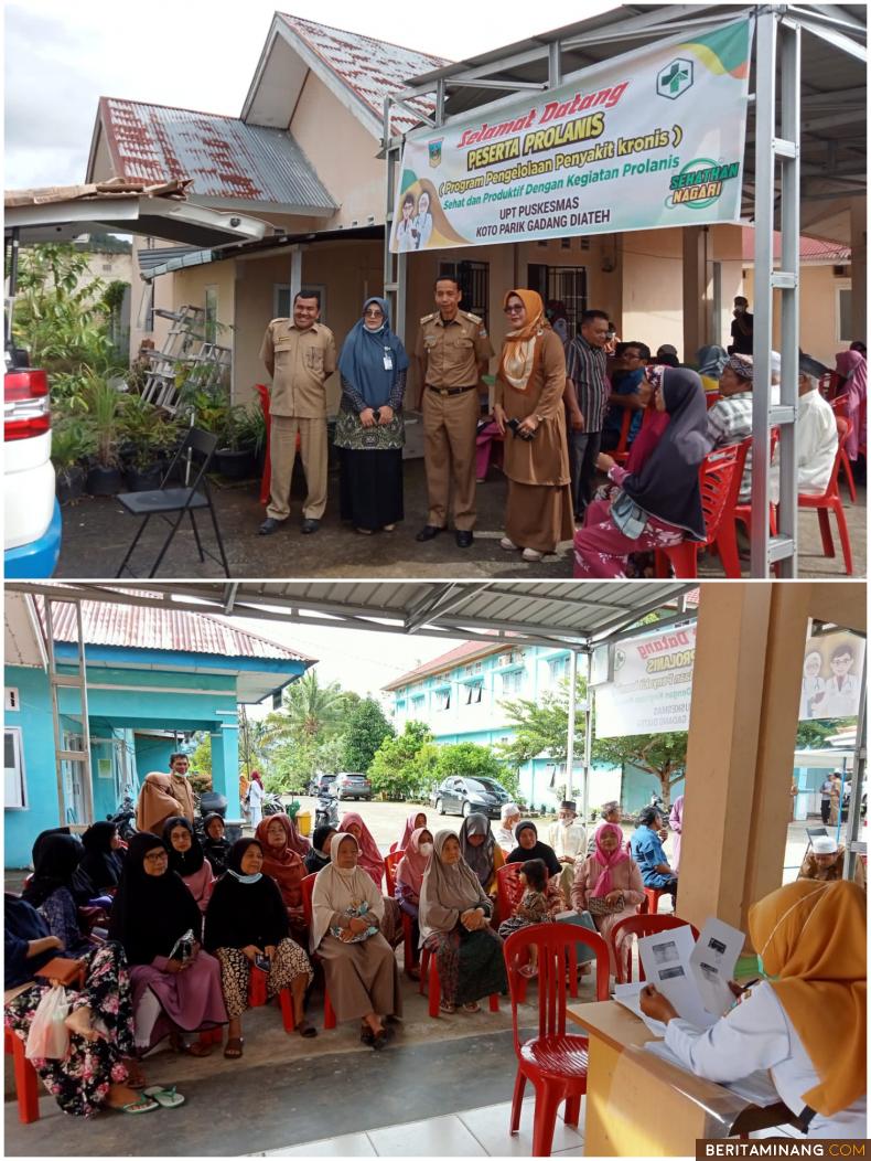 Pelayanan Kesehatan Spesialis Penyakit Dalam dan Pemeriksaan Laboratorium Prolanis, digelar UPT Puskesmas KPGD bersama BPJS Kesehatan dan Laboratorium Prodia Padang, dihadiri Camat KPGD, Ibrahim,SH, spesialis penyakit dalam, dr. Evelin Veronike Sp.PD,  dan Kapus Hj. Esi Candrawaty, S. Si. A. Pt. Selasa (30/8/2022). Foto. Afrizal Amir