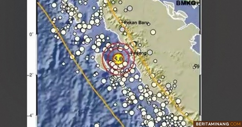 Ilustrasi lokasi gempa.BMKG