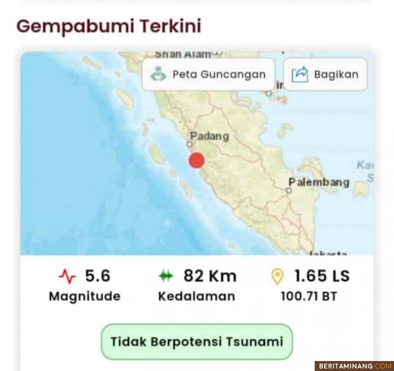 Ilustrasi lokasi gempa. (BMKG)