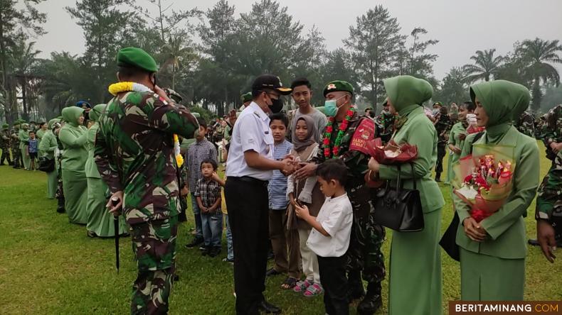 Wawako Erwin Yunaz Sambut Kepulangan Prajurit Batalyon 131/BRS Dari Misi Mulia TN