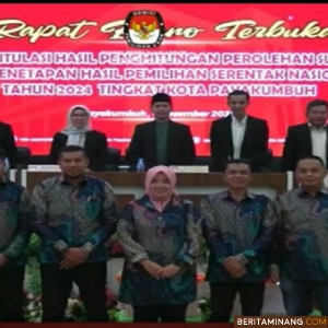 KPU Payakumbuh Gelar Rapat Pleno Terbuka Rekapitulasi Suara dan Penetapan Hasil Pilkada 2024